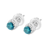 14K White Gold 1/2 cttw White and Treated Blue Round Diamond Earrings (I-J I2-I3)-4 thumbnail 5