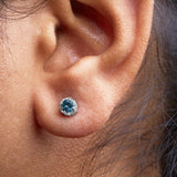 14K White Gold 1/2 cttw White and Treated Blue Round Diamond Earrings (I-J I2-I3)-2 thumbnail 3
