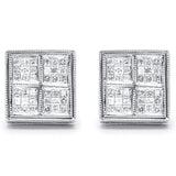 14K White Gold 1/2 Cttw Princess Diamond Composite Box Shape Milgrain Stud Earrings (H-I Color, SI1-SI2 Clarity)-1 thumbnail 2