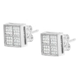 14K White Gold 1/2 Cttw Princess Diamond Composite Box Shape Milgrain Stud Earrings (H-I Color, SI1-SI2 Clarity)-4 thumbnail 5