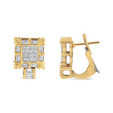 14K Yellow Gold 7/8 Cttw Princess and Baguette-Cut Diamond Square Framed Huggie Hoop Omega Earrings (H-I Color, SI1-SI2 Clarity)-3 thumbnail 4