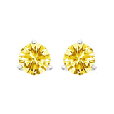 14K Gold 3-Prong Martini Set Yellow Lab Grown Diamond Solitaire Stud Earrings-5 thumbnail 6
