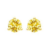 14K Gold 3-Prong Martini Set Yellow Lab Grown Diamond Solitaire Stud Earrings