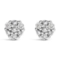 925 sterling silver stud earrings with 3 round diamond stones