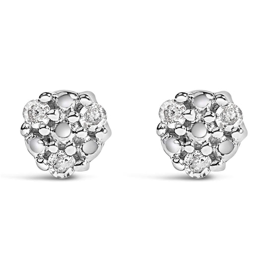 .925 Sterling Silver 1/10 cttw Prong Set Round-Cut Trio Diamond Stud Earrings (I-J Color, I3 Clarity)-0