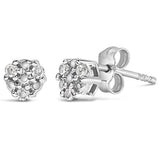 .925 Sterling Silver 1/10 cttw Prong Set Round-Cut Trio Diamond Stud Earrings (I-J Color, I3 Clarity)-1 thumbnail 2