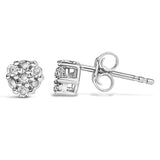 .925 Sterling Silver 1/10 cttw Prong Set Round-Cut Trio Diamond Stud Earrings (I-J Color, I3 Clarity)-3 thumbnail 4