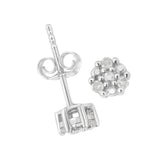 .925 Sterling Silver 1/10 cttw Prong Set Round-Cut Trio Diamond Stud Earrings (I-J Color, I3 Clarity)-4 thumbnail 5
