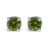 .925 Sterling Silver 0.15 Cttw Round Brilliant-Cut Diamond Classic 4-Prong Stud Earrings