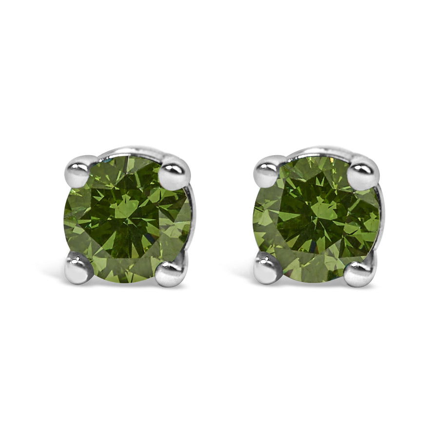 .925 Sterling Silver 0.15 Cttw Round Brilliant-Cut Diamond Classic 4-Prong Stud Earrings