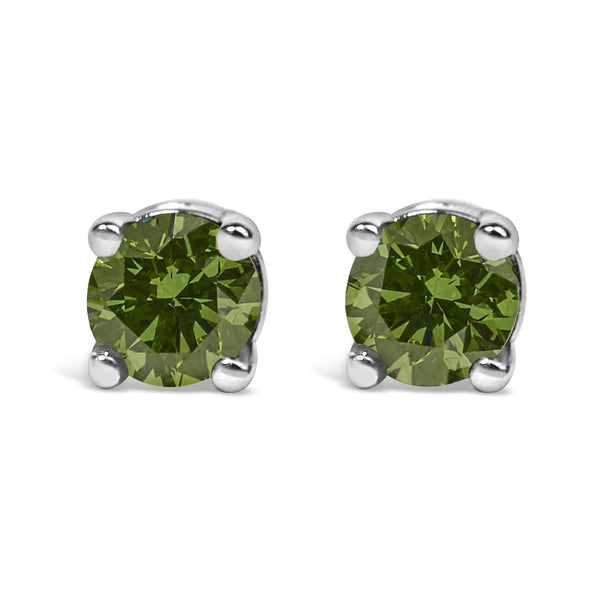 .925 Sterling Silver 0.15 Cttw Round Brilliant-Cut Diamond Classic 4-Prong Stud Earrings