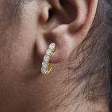 14k Yellow Gold 1/2 Cttw Diamond Cluster Hoop Earrings (H-I Color, SI2-I1 Clarity)-2 thumbnail 3