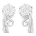 14K white gold earrings with round diamond stones