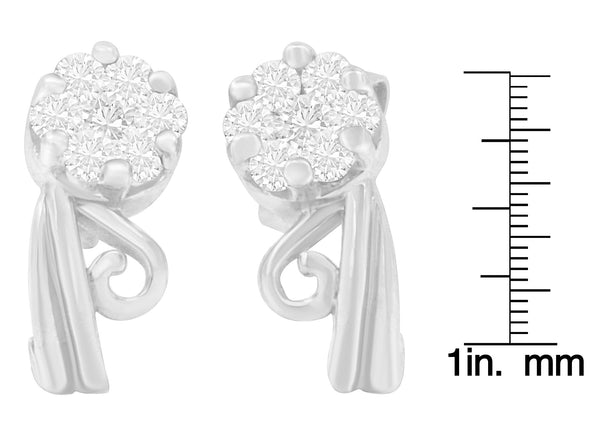 14K White Gold 1/2 cttw Round Cut Diamond Earrings (H-I, I1-I2)