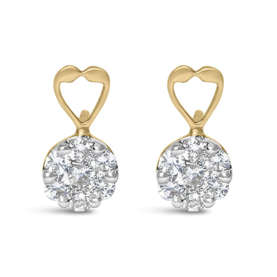 14K Yellow Gold 1ct. TDW Round-cut Diamond Earrings (I-J,SI2-I1)-0