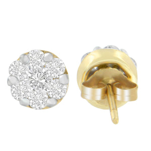 14K Yellow Gold 3/4 cttw Round Cut Diamond Stud Earring (I-J, SI2-I1)-1