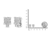 14K White Gold 1.0 Cttw Princess and Baguette-Cut Diamond Square Framed Huggie Hoop Omega Earrings (H-I Color, SI1-SI2 Clarity)-4 thumbnail 5