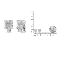 14K White Gold 1.0 Cttw Princess and Baguette-Cut Diamond Square Framed Huggie Hoop Omega Earrings (H-I Color, SI1-SI2 Clarity)