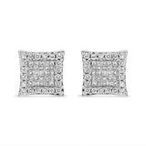14K White Gold 1.00 Cttw Princess And Round-Cut Diamond Square Stud Earrings (G-H Color, SI1-SI2 Clarity)-1 thumbnail 2