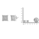 18K White Gold 1.00 Cttw Round and Princess-Cut Diamond Halo Square Stud Earring (G-H Color, SI1-SI2 Clarity)-4 thumbnail 5