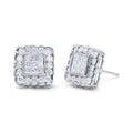 14K white gold ring with round brilliant diamonds in a square halo setting