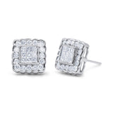 14K white gold ring with round brilliant diamonds in a square halo setting thumbnail 1