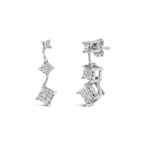 14K White Gold 1 cttw Princess Cut Diamond Earrings (G-H, VS1-VS2)-1