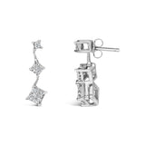 14K White Gold 1 cttw Princess Cut Diamond Earrings (G-H, VS1-VS2)-3 thumbnail 4