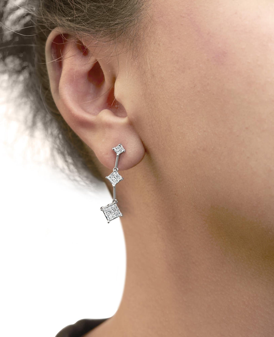 14K White Gold 1 cttw Princess Cut Diamond Earrings (G-H, VS1-VS2)
