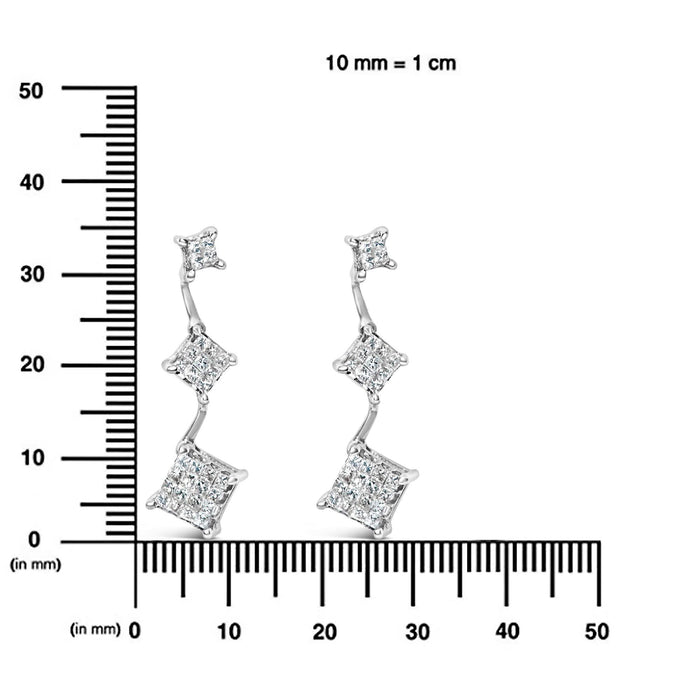 14K White Gold 1 cttw Princess Cut Diamond Earrings (G-H, VS1-VS2)