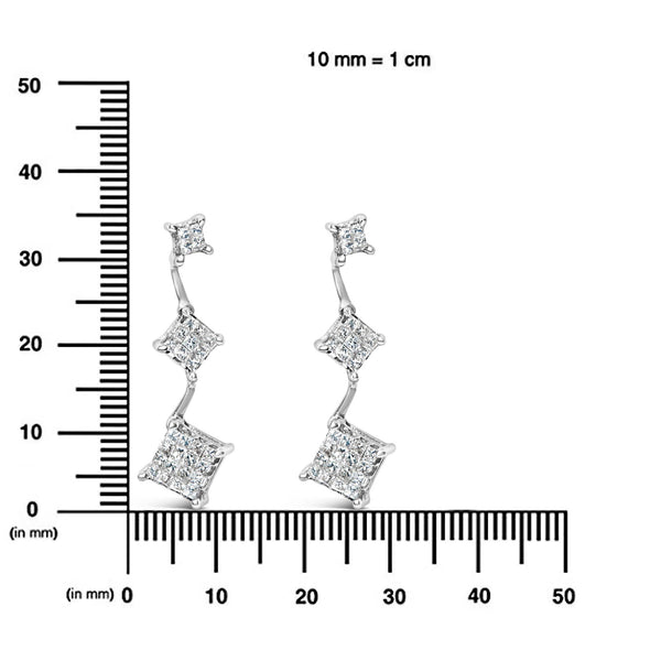 14K White Gold 1 cttw Princess Cut Diamond Earrings (G-H, VS1-VS2)