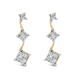 14K Yellow Gold 1 cttw Princess Cut Diamond Earrings (H-I, SI1-SI2)-0 thumbnail 1
