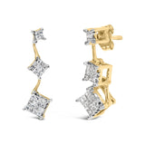 14K Yellow Gold 1 cttw Princess Cut Diamond Earrings (H-I, SI1-SI2)-1 thumbnail 2