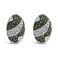 14K white gold earrings with oval white and blue diamond stones