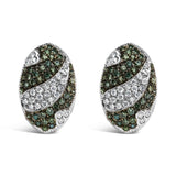 14K white gold earrings with oval white and blue diamond stones thumbnail 1