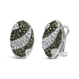 14K White Gold 2.00 Cttw White and Treated Blue Diamond Oval Shield Omega Back Earrings (H-I Color, SI1-SI2 Clarity)-1 thumbnail 2
