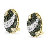 Black and White Rhodium over 14K Yellow Gold 2-1/10 Cttw White and Blue Diamond Oval Omega Back Stud Earrings (H-I and Blue Color, SI1-SI2 Clarity)-4 thumbnail 5