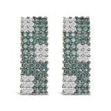 14K yellow gold earrings with white and treated blue diamond stones thumbnail 1