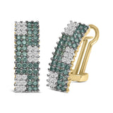 14K Yellow Gold 2 cttw White and Treated Blue Diamond Earrings (H-I, SI1-SI2)-1 thumbnail 2