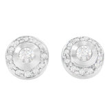 14K white gold earrings with 2 round diamond stones thumbnail 1