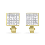 14K Yellow Gold 3-1/5 Cttw Princess Cut Diamond ¾ Square Invisible Set Grid Huggy Style Omega Back Stud Earrings (G-H Color, VS1-VS2 Clarity)-0 thumbnail 1