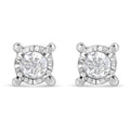 925 sterling silver stud earrings with 2 round diamond stones