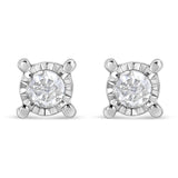 .925 Sterling Silver 1.0 Cttw Round Brilliant-Cut Diamond Miracle-Set Solitaire Stud Earrings (H-I Color, I2-I3 Clarity)-0 thumbnail 1