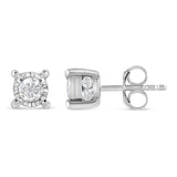 .925 Sterling Silver 1.0 Cttw Round Brilliant-Cut Diamond Miracle-Set Solitaire Stud Earrings (H-I Color, I2-I3 Clarity)-1 thumbnail 2