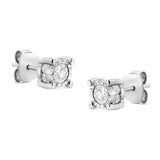 .925 Sterling Silver 1.0 Cttw Round Brilliant-Cut Diamond Miracle-Set Solitaire Stud Earrings (H-I Color, I2-I3 Clarity)-3 thumbnail 4