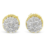 10K Yellow Gold over .925 Sterling Silver 1/7 Cttw Rose-Cut Miracle-Set Diamond Floral Cluster Button Stud Earrings (I-J Color, I3 Clarity)-0 thumbnail 1
