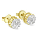 10K Yellow Gold over .925 Sterling Silver 1/7 Cttw Rose-Cut Miracle-Set Diamond Floral Cluster Button Stud Earrings (I-J Color, I3 Clarity)-3 thumbnail 4