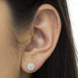10K Yellow Gold over .925 Sterling Silver 1/7 Cttw Rose-Cut Miracle-Set Diamond Floral Cluster Button Stud Earrings (I-J Color, I3 Clarity)-2 thumbnail 3