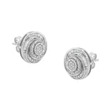 925 sterling silver stud earrings with baguette and round diamond love knot thumbnail 1