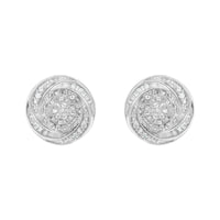 .925 Sterling Silver 1/4 Cttw Baguette and Round Diamond Swirl Love Knot Stud Earrings (I-J Color, I3 Clarity)